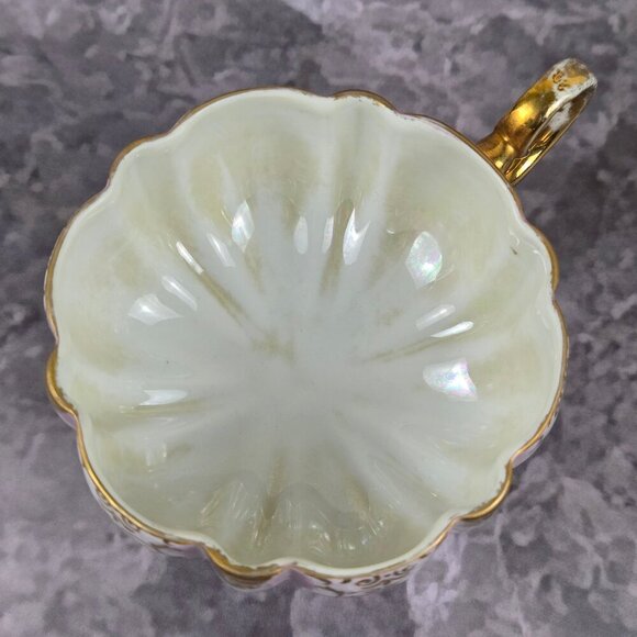 Vintage Royal Halsey Pink Lusterware Cup & Saucer Gold Accents Fluted Body - Picture 12 of 16